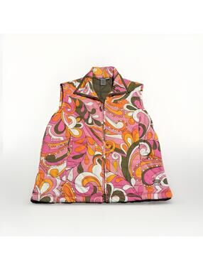 Oleg Cassini Sport Vest Colorful Quilted Puffer Size Medium (A10)